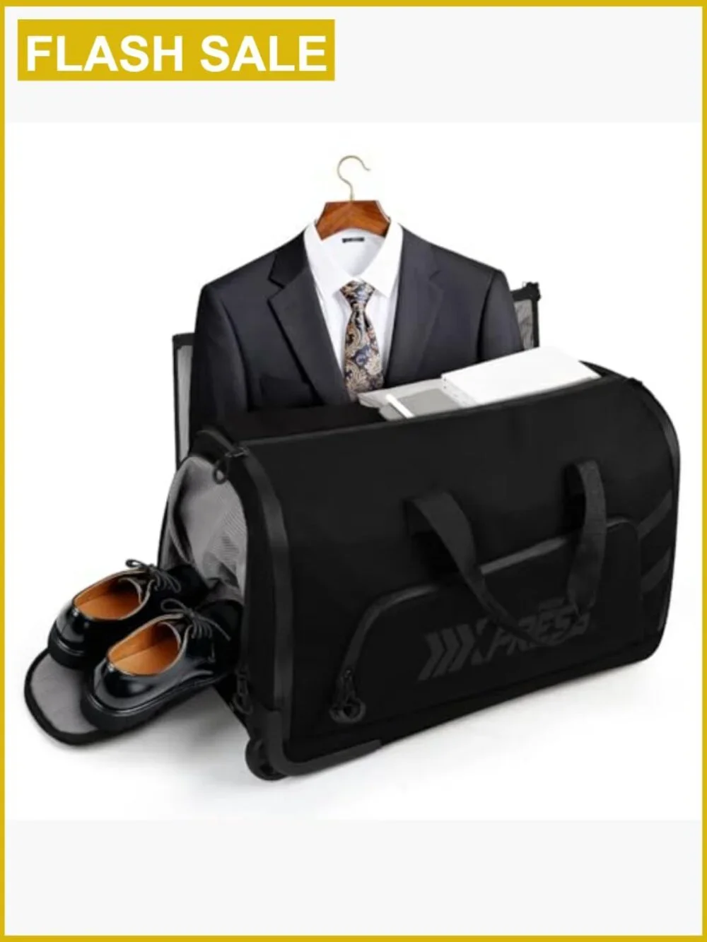 2-in-1 Rolling Garment Bag with Wheels, Lightweight Waterproof Duffel Travel Bag